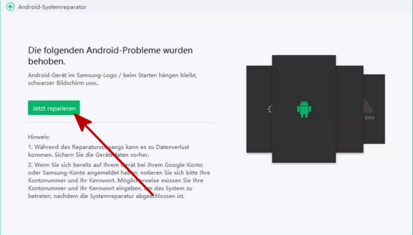 Android in Wiederherstellungsmodus hängt