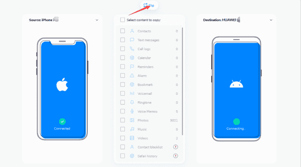 Daten von iPhone zu iPhone übertragen Hängt