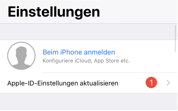 Apple ID einstellungen aktualisieren hängt